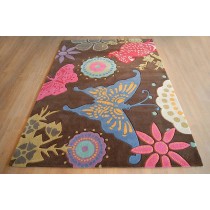 Hand Tufted Carpet With Butterfly Design, 8 X 12