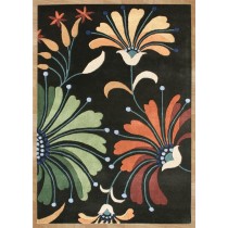 Floral Pattern Hand Tufted Black Carpet,  Size- 8 X 12