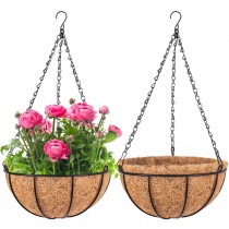 2 Pcs 16" Metal Hanging Planter Basket with Coco Coir Liner