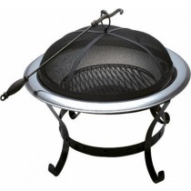 Iron Bowl With Iron Stand/Tools & Black Net Cover Fire Pit