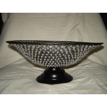 Beaded Metal Weave Decorative Black Basket Bowl (10'' x 7")