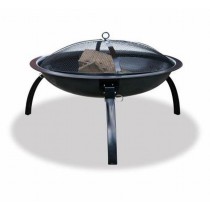 26" Black Portable Steel Fire Pit With Black Finish 