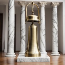 Brass Bell Supported By 4 White Marble Column