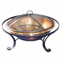 Cast Iron Stand Fire Pit With Copper Finish Bowl 