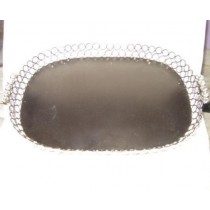 Decorative Round Metal Serving Tray With Crystal Beads (8''x 10 ")