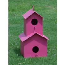 Double Decker Pink Metal Bird House 