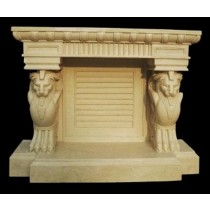 Artificial Sandstone Hand Carved Lion Design Fireplace