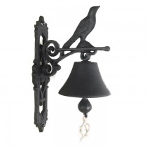 Bird Design Black Cast Iron Garden Bell 