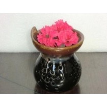 Black & Brown Ceramic Decorative Oil Burner(L 9.2 X W  9.2 X H 10.3 Cm) 