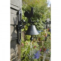 Black Cast Iron Rooster Design Garden Bell 
