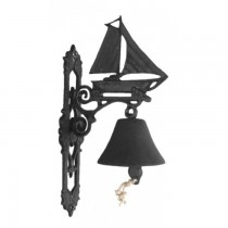 Black Cast Iron Sailboat Design Garden Bell 