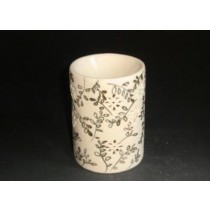 Circular White Ceramic Hand Craving Oil Burner(L 11.6 X W 11.6 X H 12.5 CM) 
