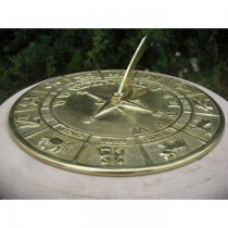 Decorative Polished Brass Horoscope Garden Sundial 
