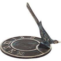 Durable Round Flat Brass Sundial With Bird