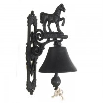 Horse Design Black Cast Iron Garden Bell 
