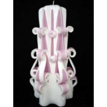 Light Pink & White Hand Carved Candle 