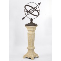 Metal Finish Garden Armillary Set and Stone Stand 