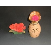 Orange Ceramic Hand Carving Vase Style Oil Burner 