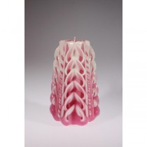 Pink With Combine White Cut & Curls Candle 