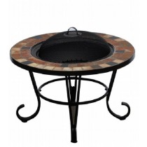 Round Firepit with 24 Inch Steel Bowl 