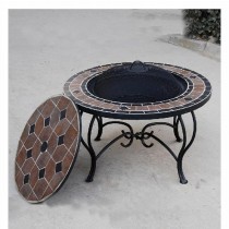 Round Table Firepit With 51cm Steel Fire Bowl