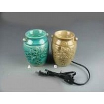 Set-2 Green & Gold Ceramic Electric Wax Warmer With line Oil Burner 