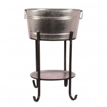 Stylish Galvanized Beverage Tub With Tray and Stand