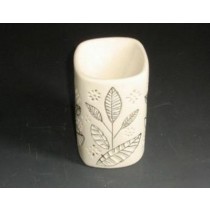 White Ceramic Leaf Carving Oil Burner(L 8 X W 8 X  H 12.6 Cm)