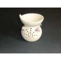 White Decorative Ceramic Pink Floral Oil Burner 
