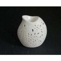 White Teapot Carving Ceramic Oil Burner(L 10.1 X W 6.9 X H 9.9)