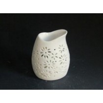 White Teapot Carving Ceramic Oil Burner(L 8.3 X W 6.1 X H 10.4) 