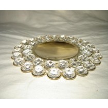Golden Wire Metal Finish With Crystal Beads Charger Plate