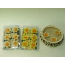 Floating Candle with beautiful shape of flowers yellow  colours with inside orange design.6 pcs