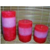pink and red lines MOTTLED PILLAR candles