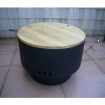 Revolving Fire pit for garden patio with wood cover, size 60 x 60 x 34.50cm