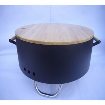 Revolving Fire pit for garden patio with wood cover and legs size 60 x 60 x 34.50cm.