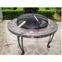 Round stone fire pit for outdoor patio 34"