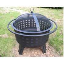Lattice Fire Pit with Optional Swing Out Grate for outdoor patio, 23.5" dia steel bowl