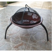 Fire pit for garden patio, size 56cm Dia. x 39cm" H, with brone porclean enemal Steel Bowl