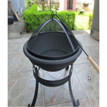 Fire pit for garden with mess cover, size 54.5 x 54.5cm