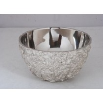 Round Decorative Shape Silver Metal Finish Bowl 