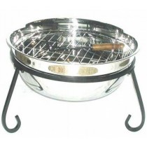 24" Medium Large Stainless Steel Bowl & Iron Stand Fire Pit
