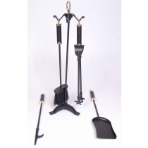 Iron/ Brass  Powder Coated/ Shiny Finish Fire Tools Set Of 5 Pcs, size 26" height