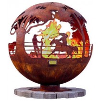 Unique Sphere Steel Fire Pit With Flat Steel Base